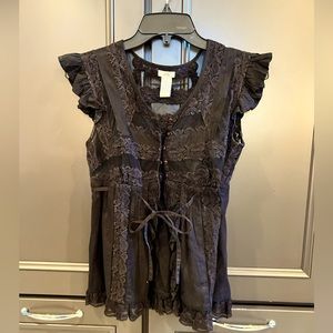 Black top with cinch tie, size 2